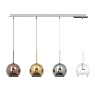 FUTURE BINARIO IN METALLO CROMATO CON 4 SFERE MIX 18CM IN VETRO AMBRA,ORO,CROMO E TRASPARENTE Top Light Illuminazione - Cristale