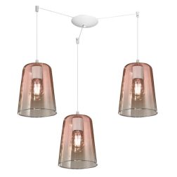 SHADED SOSPENSIONE CON DECENTRO IN METALLO BIANCO CON 3 CONI IN VETRO AMBRA CROMO OPPURE RAME Top Light Illuminazione - Cristale