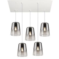 SHADED SOSPENSIONE RETTANGOLARE FINITURA BIANCA CON CONI IN VETRO AMBRA CROMO OPPURE RAME Top Light Illuminazione - Cristalensi 