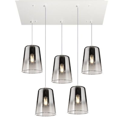 SHADED SOSPENSIONE RETTANGOLARE FINITURA BIANCA CON CONI IN VETRO AMBRA CROMO OPPURE RAME Top Light Illuminazione - Cristalensi 