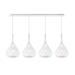 KONA SOSPENSIONE IN METALLO BIANCO CON 4 DIFFUSORI A CONO PENDENTI IN VETRO IN 5 COLORI Top Light Illuminazione - Cristalensi Sh