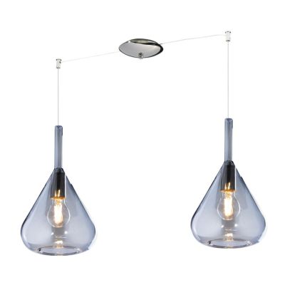 KONA SOSPENSIONE CON DECENTRO FINITURA CROMO CON 2 DIFFUSORI A CONO IN VETRO COLORATO Top Light Illuminazione - Cristalensi Shop