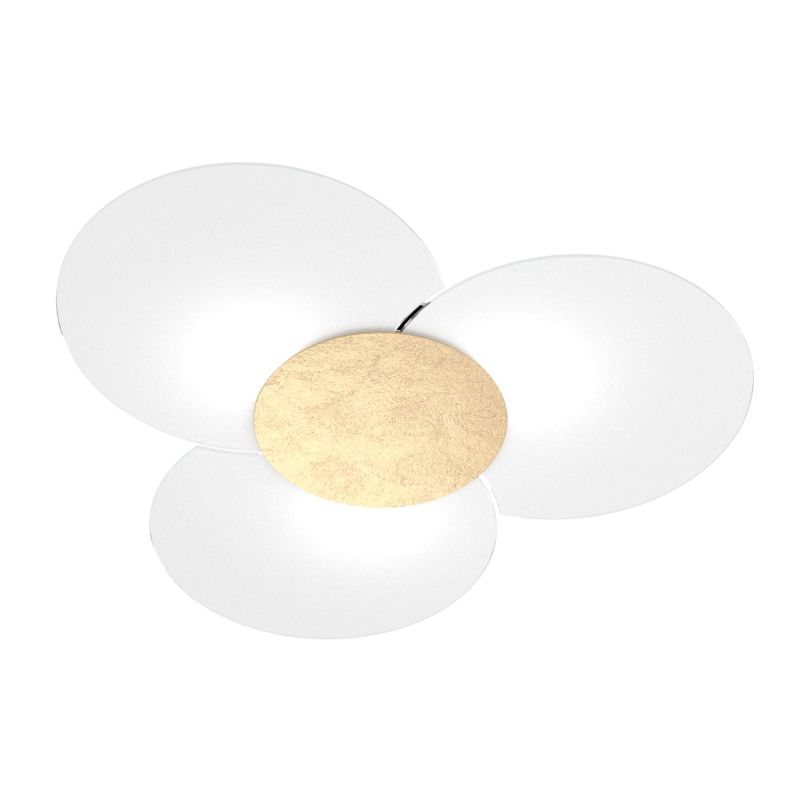 CLOVER APPLIQUE PLAFONIERA IN VETRO CON PIASTRA DECORATA FOGLIA ARGENTO, ORO O RAME Top Light Illuminazione - Cristalensi Shop O