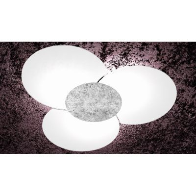 CLOVER APPLIQUE PLAFONIERA IN VETRO CON PIASTRA DECORATA FOGLIA ARGENTO, ORO O RAME Top Light Illuminazione - Cristalensi Shop O