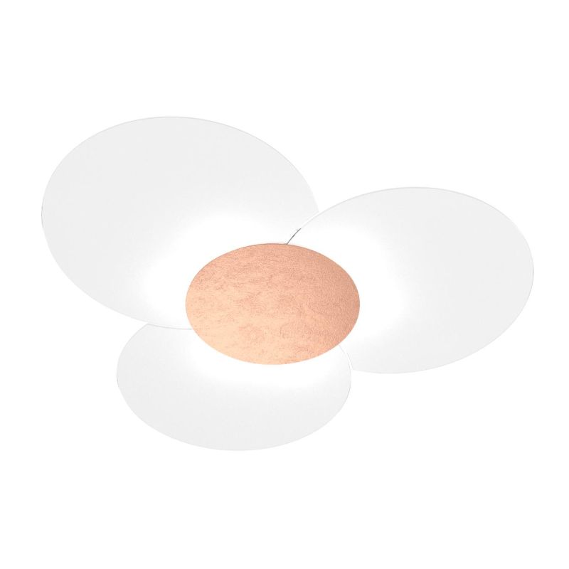 CLOVER APPLIQUE PLAFONIERA IN VETRO CON PIASTRA DECORATA FOGLIA ARGENTO, ORO O RAME Top Light Illuminazione - Cristalensi Shop O