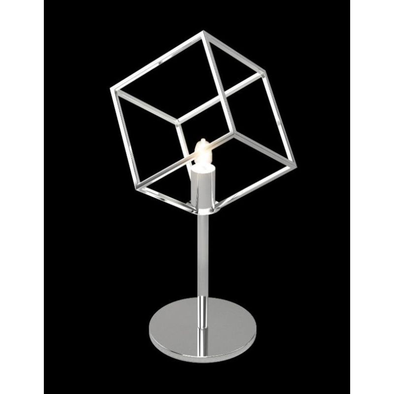 FRAME LAMPADA DA TAVOLO MODERNO A CUBO IN METALLO CROMO LAMPADINA ATTACCO G9 Top Light Illuminazione - Cristalensi Shop Online