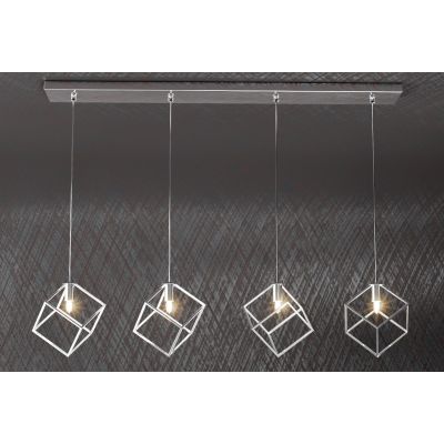 FRAME BINARIO MODERNO A 4 LUCI DIFFUSORI A CUBO IN METALLO CROMATO CON LAMPADINE ATTACCO G9 Top Light Illuminazione - Cristalens