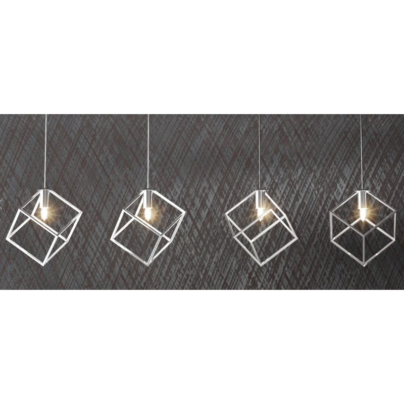 FRAME BINARIO MODERNO A 4 LUCI DIFFUSORI A CUBO IN METALLO CROMATO CON LAMPADINE ATTACCO G9 Top Light Illuminazione - Cristalens