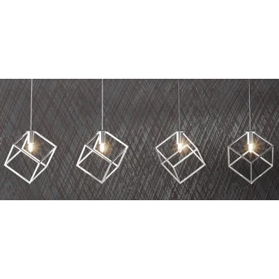 FRAME BINARIO MODERNO A 4 LUCI DIFFUSORI A CUBO IN METALLO CROMATO CON LAMPADINE ATTACCO G9 Top Light Illuminazione - Cristalens