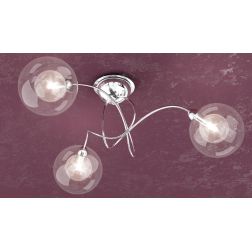 WILLOW PLAFONIERA MODERNA CON BRACCI IN METALLO CROMATO E DIFFUSORI IN TRE VERSIONI ATTACCO 3XG9 Top Light Illuminazione - Crist