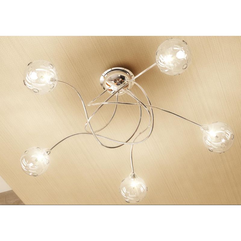 SUPER BALL PLAFONIERA IN METALLO CROMATO 5 LUCI DIAMETRO 60 CM Top Light Illuminazione - Cristalensi Shop Online