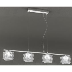 RUBIK SOSPENSIONE LINEARE 4 LUCI METALLO CROMO E DIFFUSORI IN CRISTALLO LAMPADINE 4XG9 Top Light Illuminazione - Cristalensi Sho