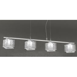 RUBIK SOSPENSIONE LINEARE 4 LUCI METALLO CROMO E DIFFUSORI IN CRISTALLO LAMPADINE 4XG9 Top Light Illuminazione - Cristalensi Sho 2