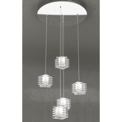 RUBIK SOSPENSIONE MODERNA 5 LUCI IN METALLO CROMO E DIFFUSORI IN CRISTALLO LAMPADINE 5XG9 Top Light Illuminazione - Cristalensi  2