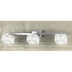 METROPOLITAN BINARIO 3 LUCI MODERNO IN METALLO CROMO CON DIFFUSORI IN VETRO TRASPARENTE Top Light Illuminazione - Cristalensi Sh 2