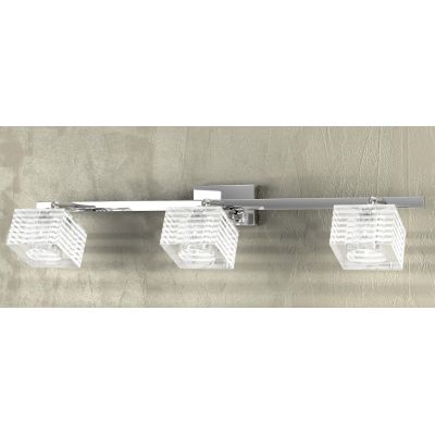 METROPOLITAN BINARIO 3 LUCI MODERNO IN METALLO CROMO CON DIFFUSORI IN VETRO TRASPARENTE Top Light Illuminazione - Cristalensi Sh
