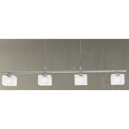 METROPOLITAN SOSPENSIONE LINEARE 4 LUCI METALLO CROMO E DIFFUSORI IN VETRO LAMPADINE 4XG9 Top Light Illuminazione - Cristalensi  2