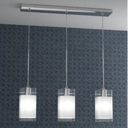 WILD SOSPENSIONE A BINARIO 3 LUCI CROMO DIFFUSORI IN VETRO MODERNA LAMPADINE 3XE27 Top Light Illuminazione - Cristalensi Shop On