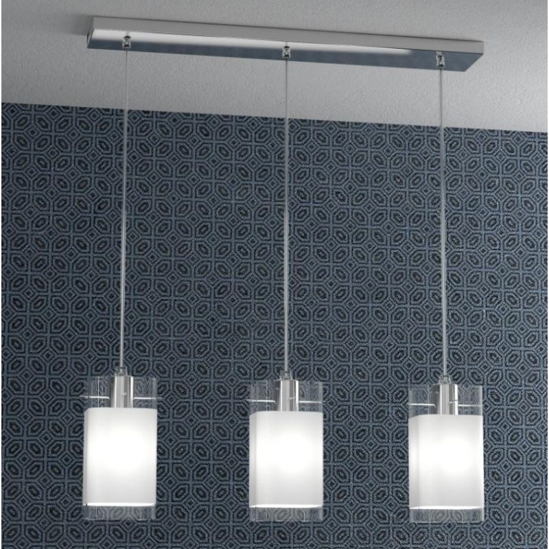 WILD SOSPENSIONE A BINARIO 3 LUCI CROMO DIFFUSORI IN VETRO MODERNA LAMPADINE 3XE27 Top Light Illuminazione - Cristalensi Shop On