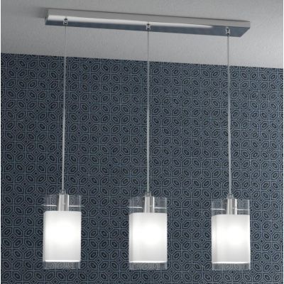 WILD SOSPENSIONE A BINARIO 3 LUCI CROMO DIFFUSORI IN VETRO MODERNA LAMPADINE 3XE27 Top Light Illuminazione - Cristalensi Shop On