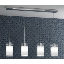 WILD SOSPENSIONE A BINARIO 4 LUCI CROMO DIFFUSORI IN VETRO MODERNA LAMPADINE 4XE27 Top Light Illuminazione - Cristalensi Shop On