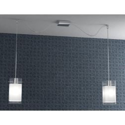 WILD SOSPENSIONE CON DECENTRO 2 LUCI CROMO DIFFUSORI IN VETRO MODERNA LAMPADINE 2XE27 Top Light Illuminazione - Cristalensi Shop