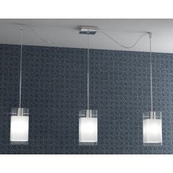 WILD SOSPENSIONE CON DECENTRO 3 LUCI CROMO DIFFUSORI IN VETRO MODERNA LAMPADINE 3XE27 Top Light Illuminazione - Cristalensi Shop 2