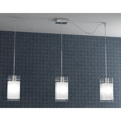 WILD SOSPENSIONE CON DECENTRO 3 LUCI CROMO DIFFUSORI IN VETRO MODERNA LAMPADINE 3XE27 Top Light Illuminazione - Cristalensi Shop