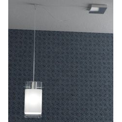 WILD SOSPENSIONE SINGOLA CON DECENTRO CROMO DIFFUSORE IN VETRO MODERNA LAMPADINA E27 Top Light Illuminazione - Cristalensi Shop  2