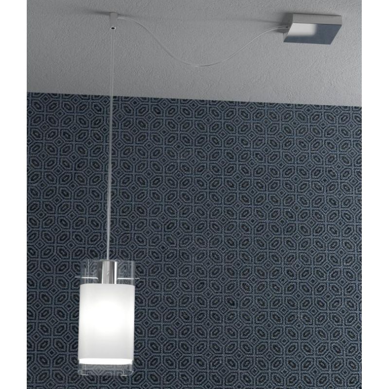 WILD SOSPENSIONE SINGOLA CON DECENTRO CROMO DIFFUSORE IN VETRO MODERNA LAMPADINA E27 Top Light Illuminazione - Cristalensi Shop 