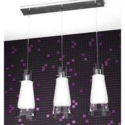 CONE SOSPENSIONE CON BINARIO CROMO E VETRI SABBIATI Top Light Illuminazione - Cristalensi Shop Online