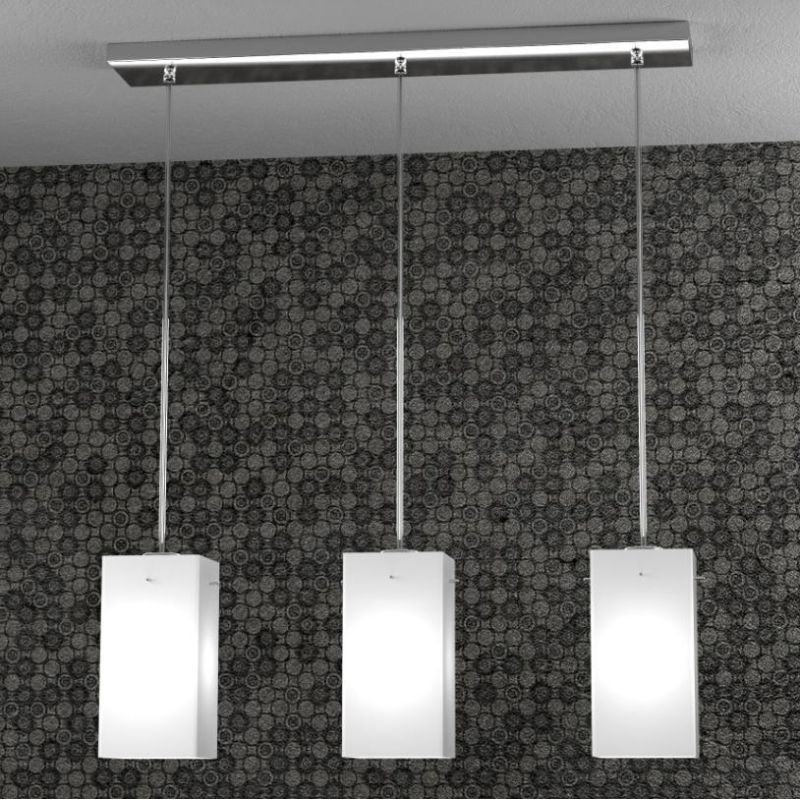 CRAZY SOSPENSIONE LINEARE 3 LUCI CROMO DIFFUSORI IN VETRO OPACO LAMPADINE 3XE27 Top Light Illuminazione - Cristalensi Shop Onlin