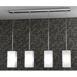 CRAZY SOSPENSIONE LINEARE 4 LUCI CROMO DIFFUSORI IN VETRO OPACO LAMPADINE 4XE27 Top Light Illuminazione - Cristalensi Shop Onlin