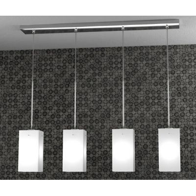 CRAZY SOSPENSIONE LINEARE 4 LUCI CROMO DIFFUSORI IN VETRO OPACO LAMPADINE 4XE27 Top Light Illuminazione - Cristalensi Shop Onlin