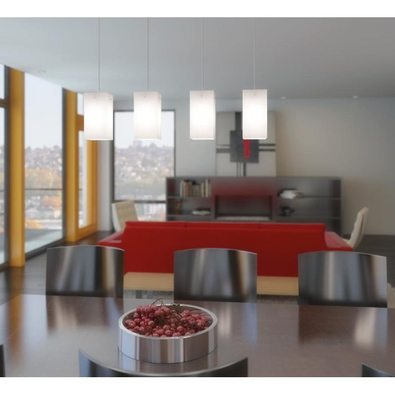CRAZY SOSPENSIONE LINEARE 4 LUCI CROMO DIFFUSORI IN VETRO OPACO LAMPADINE 4XE27 Top Light Illuminazione - Cristalensi Shop Onlin