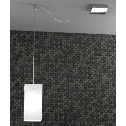 CRAZY SOSPENSIONE SINGOLA CON DECENTRO CROMO DIFFUSORE IN VETRO OPACO LAMPADINA E27 Top Light Illuminazione - Cristalensi Shop O