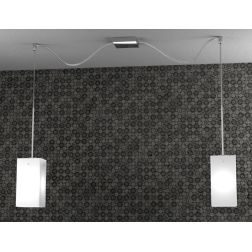 CRAZY SOSPENSIONE CON DECENTRO 2 LUCI CROMO DIFFUSORI IN VETRO OPACO LAMPADINE 2XE27 Top Light Illuminazione - Cristalensi Shop