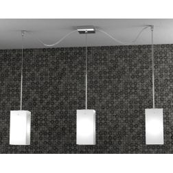 CRAZY SOSPENSIONE CON DECENTRO 3 LUCI CROMO DIFFUSORI IN VETRO OPACO LAMPADINE 3XE27 Top Light Illuminazione - Cristalensi Shop