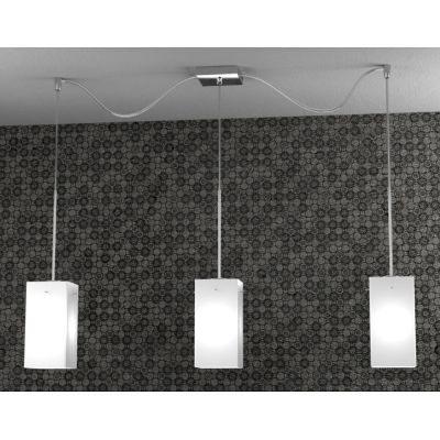 CRAZY SOSPENSIONE CON DECENTRO 3 LUCI CROMO DIFFUSORI IN VETRO OPACO LAMPADINE 3XE27 Top Light Illuminazione - Cristalensi Shop