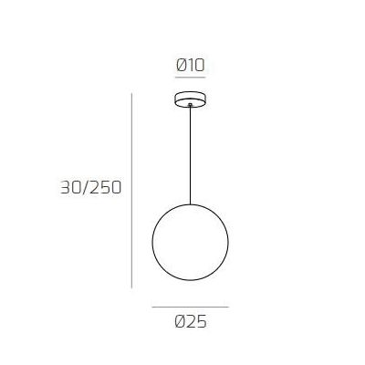 BIG ECLIPSE SOSPENSIONE MEDIA CON SFERA D25 CM IN VETRO 3 COLORI MODERNA ATTACCO E27 Top Light Illuminazione - Cristalensi Shop