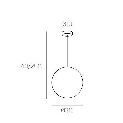 BIG ECLIPSE SOSPENSIONE GRANDE CON SFERA D30 CM IN VETRO 3 COLORI MODERNA ATTACCO E27 Top Light Illuminazione - Cristalensi Shop