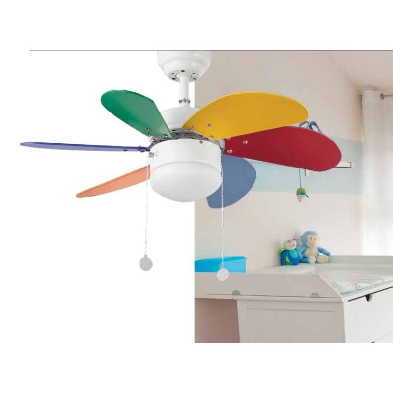 PALAO MULTICOLOR VENTILATORE COLORATO DI DIAMETRO 76 CM FARO VENTILATORI - Cristalensi Shop Online