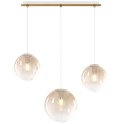 BIG ECLIPSE SOSPENSIONE 3 LUCI OTTONE CON DIFFUSORI A SFERA IN VETRO COLORATO MODERNA Top Light Illuminazione - Cristalensi Shop