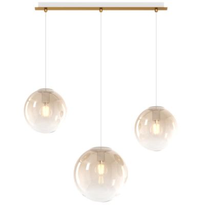 BIG ECLIPSE SOSPENSIONE 3 LUCI OTTONE CON DIFFUSORI A SFERA IN VETRO COLORATO MODERNA Top Light Illuminazione - Cristalensi Shop