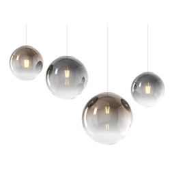 BIG ECLIPSE SOSPENSIONE 4 LUCI CROMO CON DIFFUSORI A SFERA IN VETRO COLORATO DESIGN MODERNO Top Light Illuminazione - Cristalens 2