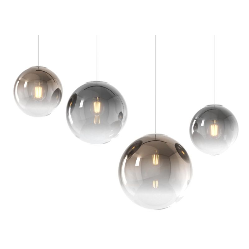 BIG ECLIPSE SOSPENSIONE 4 LUCI CROMO CON DIFFUSORI A SFERA IN VETRO COLORATO DESIGN MODERNO Top Light Illuminazione - Cristalens