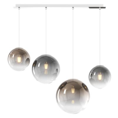 BIG ECLIPSE SOSPENSIONE 4 LUCI CROMO CON DIFFUSORI A SFERA IN VETRO COLORATO DESIGN MODERNO Top Light Illuminazione - Cristalens