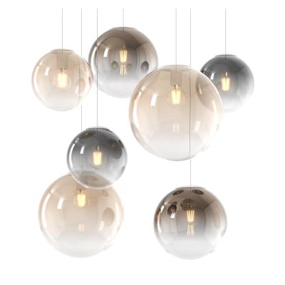 BIG ECLIPSE SOSPENSIONE 4 LUCI CROMO CON DIFFUSORI A SFERA IN VETRO COLORATO DESIGN MODERNO Top Light Illuminazione - Cristalens