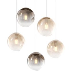 BIG ECLIPSE SOSPENSIONE 5 LUCI OTTONE CON DIFFUSORI A SFERA IN VETRO COLORATO DESIGN MODERNO Top Light Illuminazione - Cristalen 2