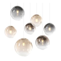 BIG ECLIPSE SOSPENSIONE 7 LUCI CROMO CON DIFFUSORI A SFERA IN VETRO COLORATO DESIGN MODERNO Top Light Illuminazione - Cristalens 2